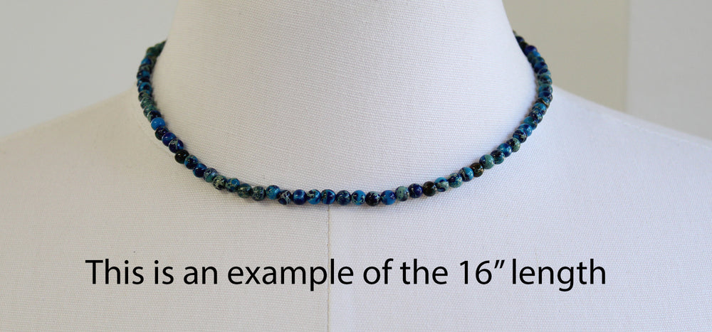 
                      
                        Blue Sea Sediment Jasper Bead Necklace 
                      
                    