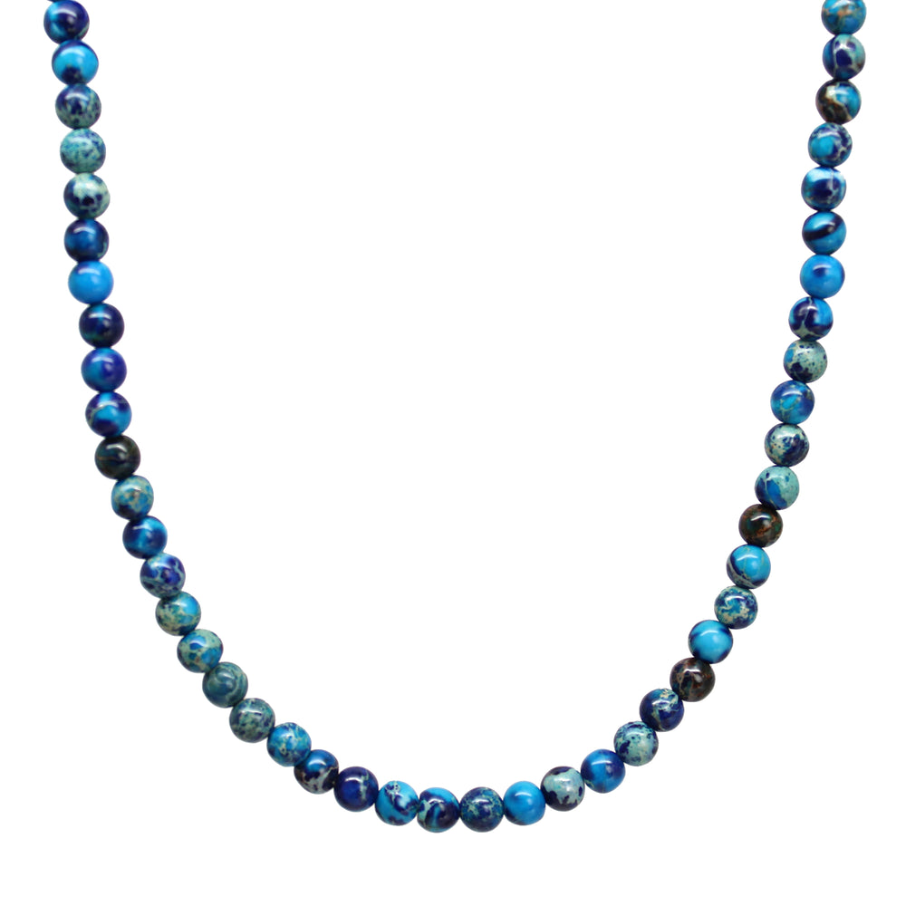 Blue Sea Sediment Jasper Bead Necklace 