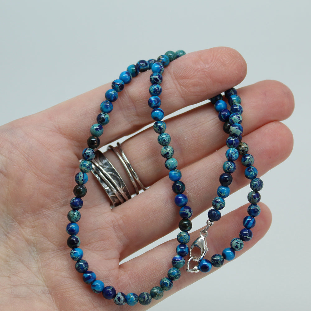 
                      
                        Blue Sea Sediment Jasper Bead Necklace 
                      
                    