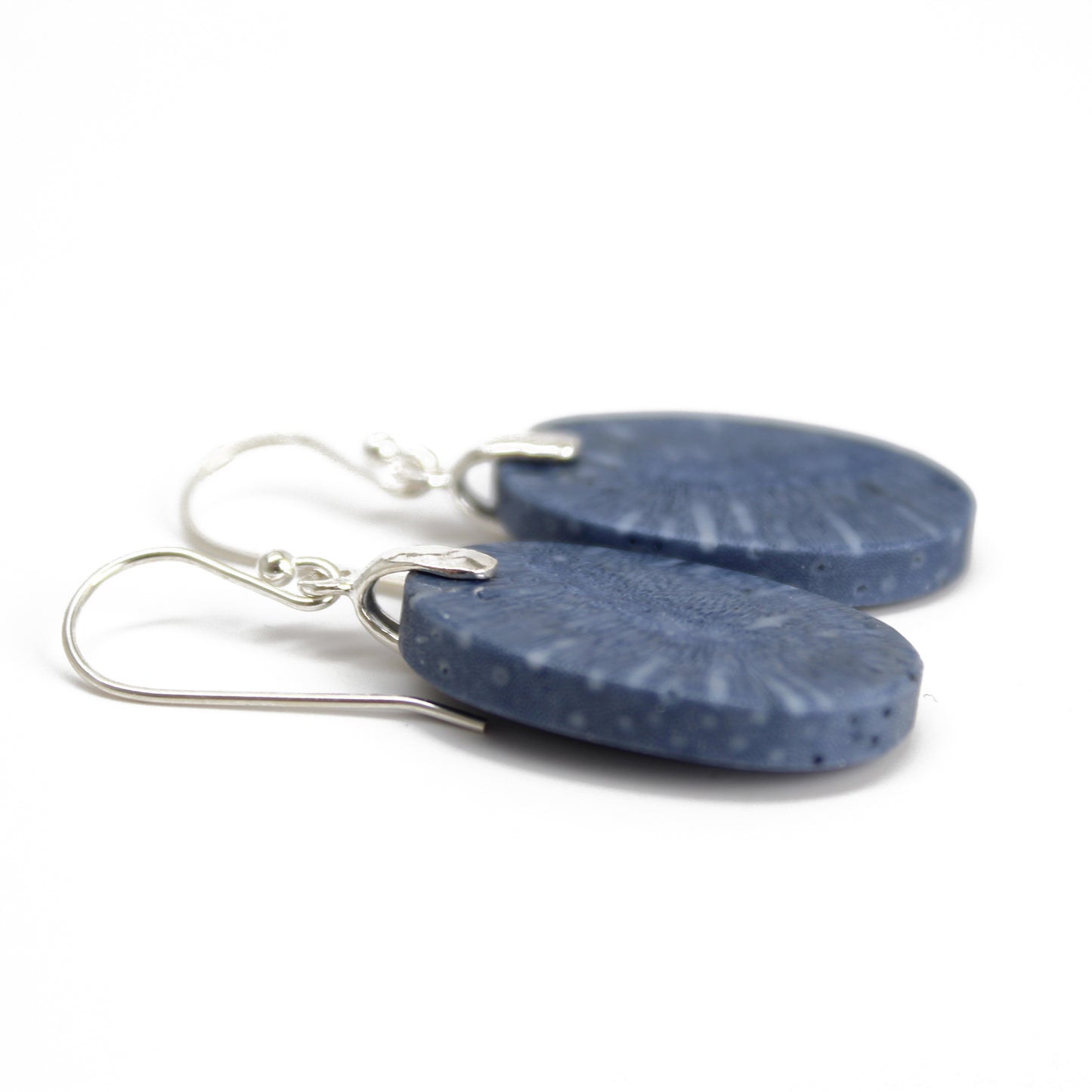 Blue Sponge Coral Earrings with Sterling Silver Ear Wires