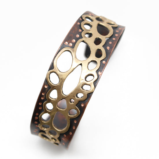 Brass and Copper Cuff, Mixed Metal Organic Bracelet