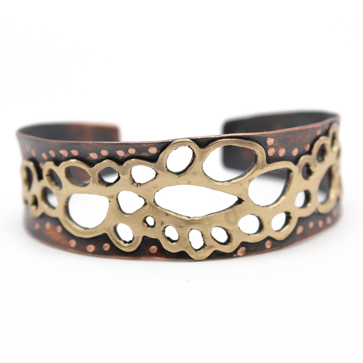 Brass and Copper Cuff, Mixed Metal Organic Bracelet