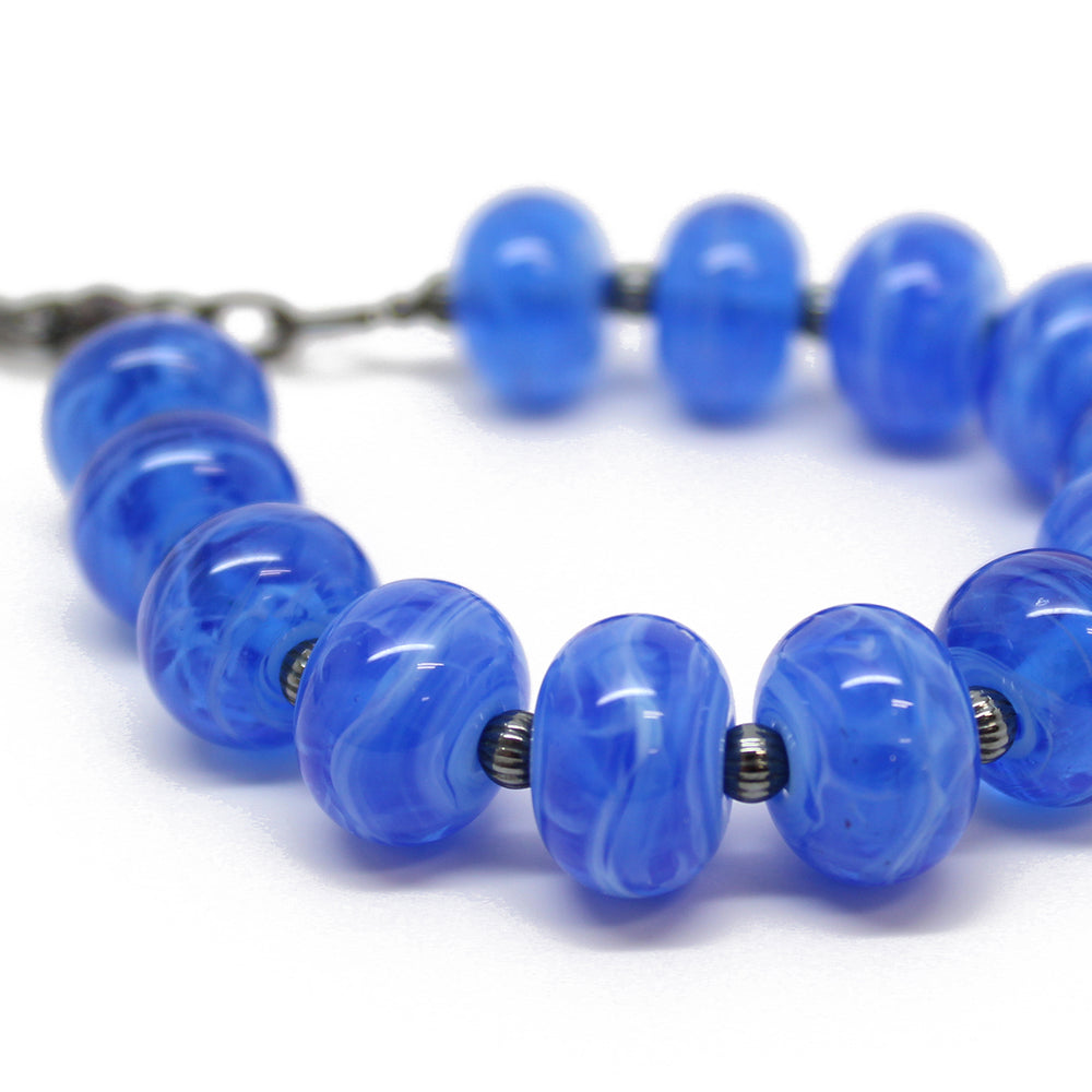 Blue Lampwork Bead Bracelet with Turtle Charm