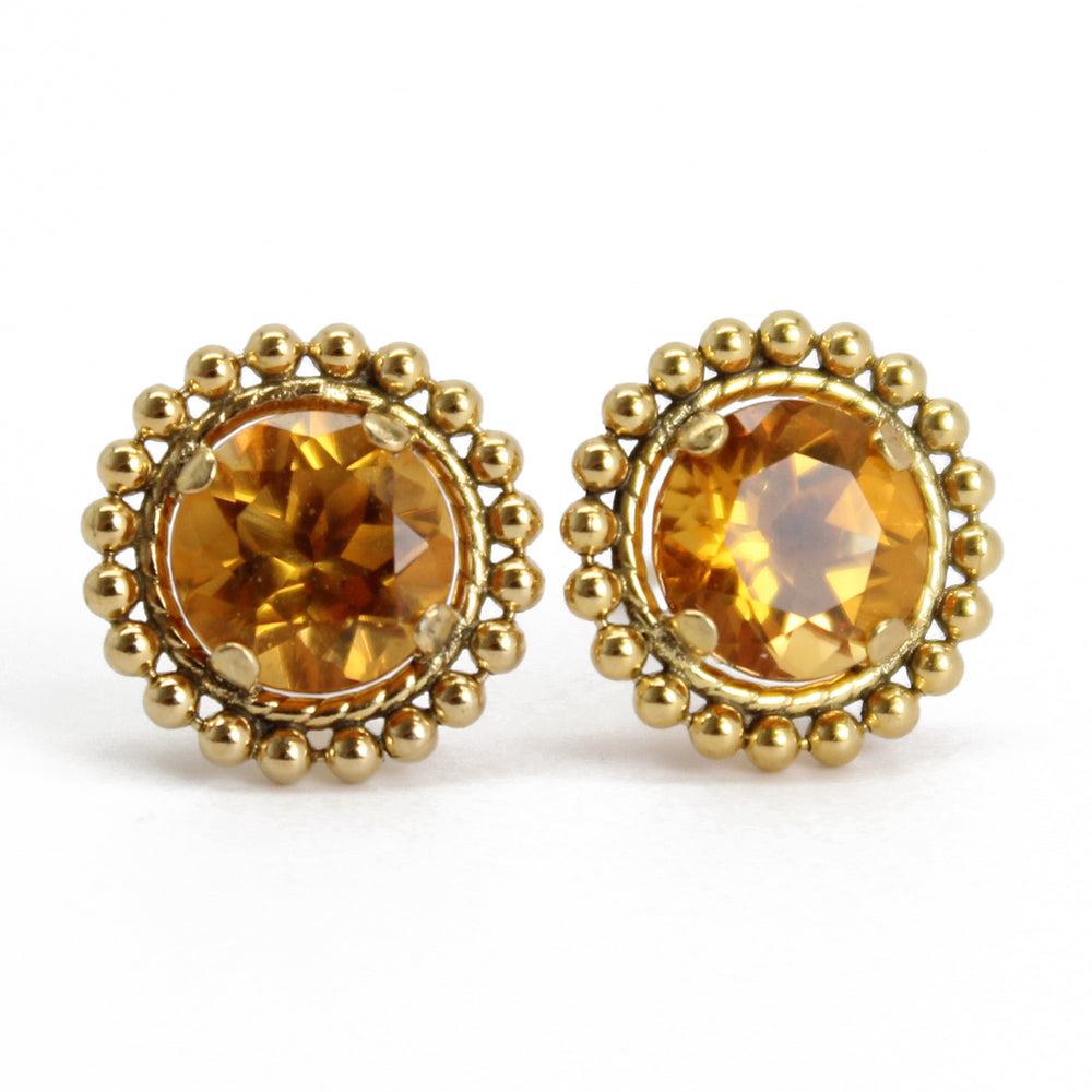 Citrine Gold Filled Stud Earrings