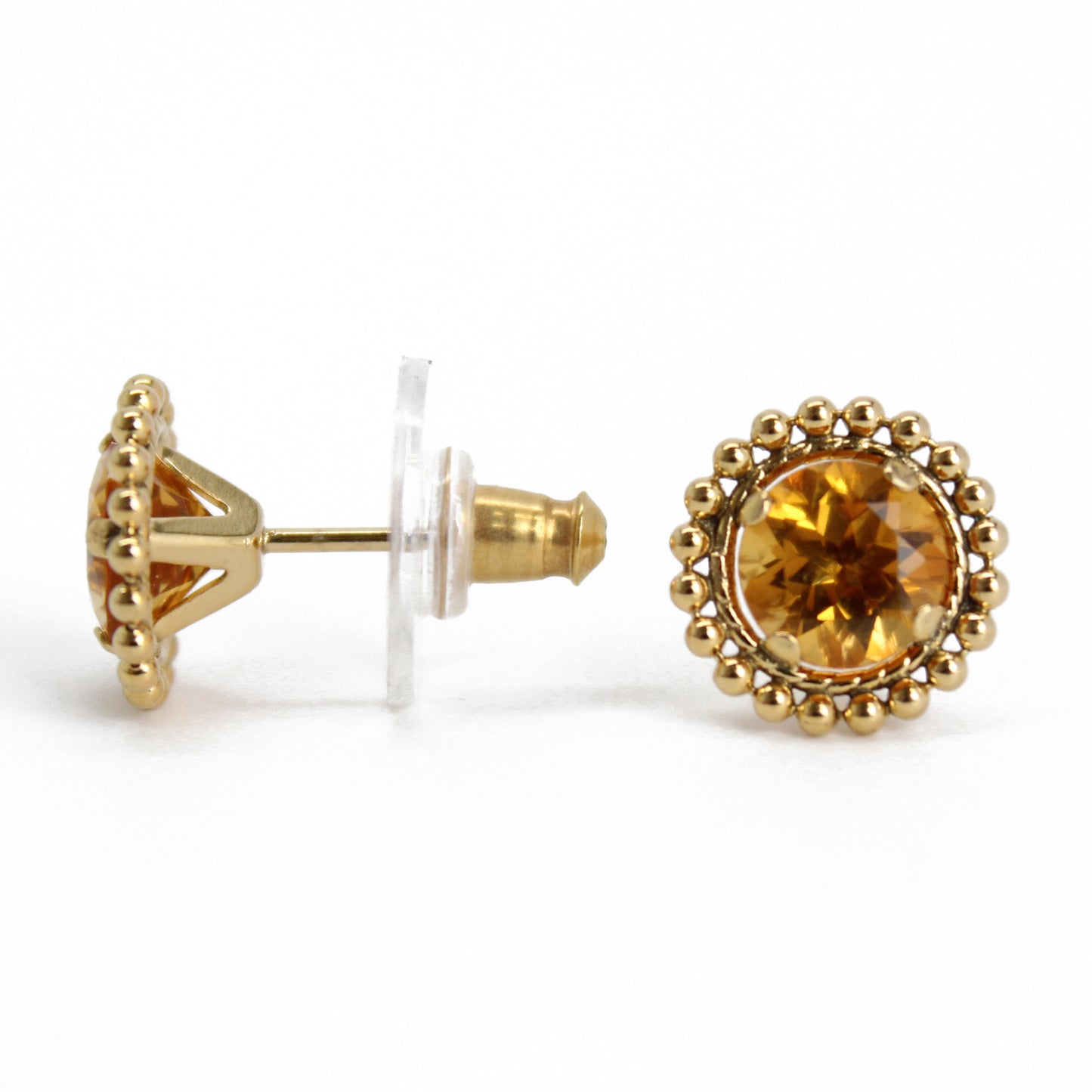 Citrine Gold Filled Stud Earrings