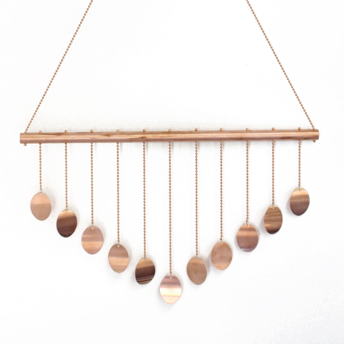 Copper Wind Chime with Circles, Hanging Mobile 28" L