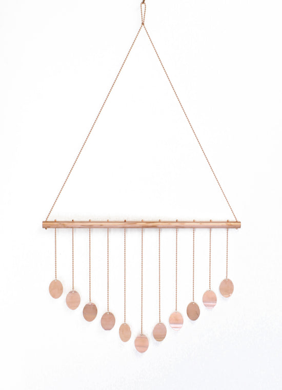 Load image into Gallery viewer, Copper Wind Chime with Circles, Hanging Mobile 30&amp;quot; L
