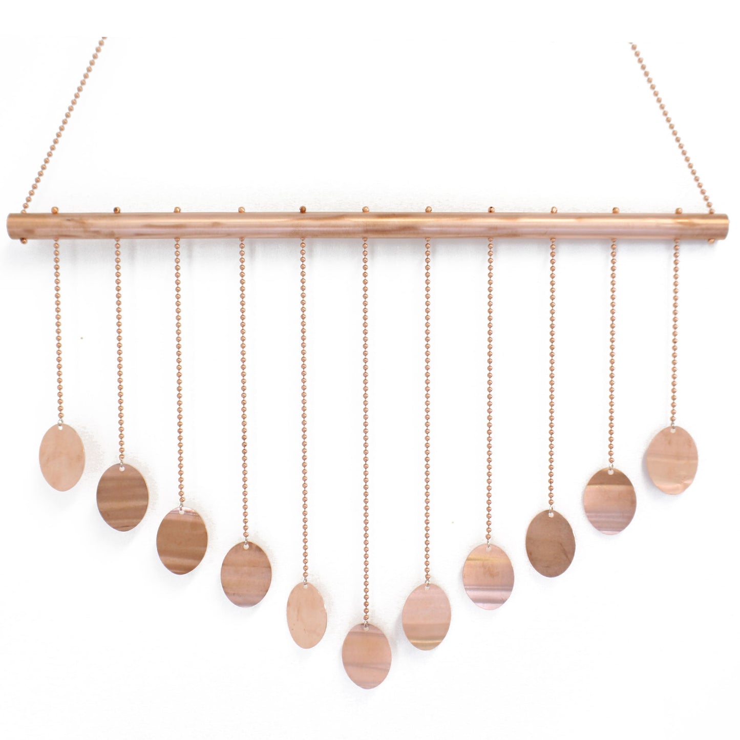 Copper Wind Chime with Circles, Hanging Mobile 30" L