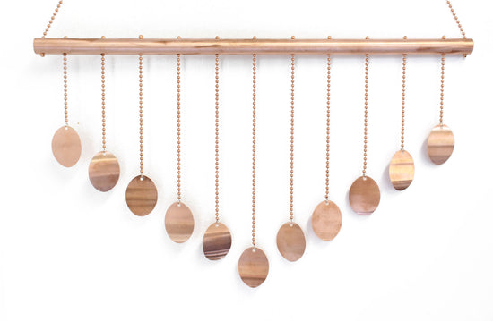 Copper Wind Chime with Circles, Hanging Mobile 28" L