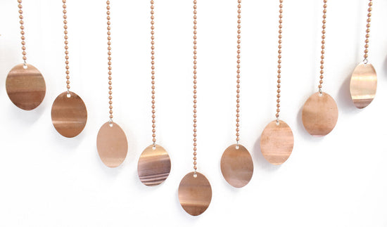Copper Wind Chime with Circles, Hanging Mobile 28" L