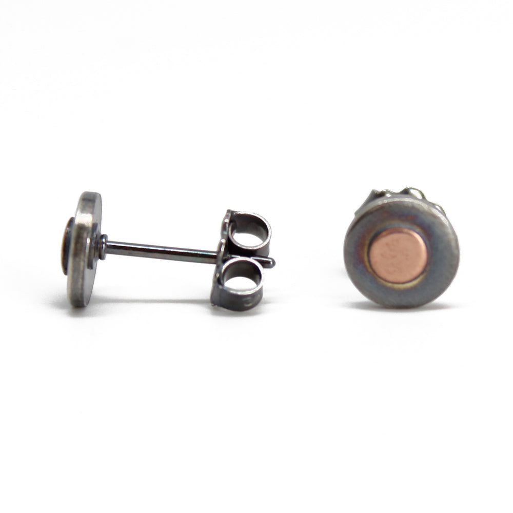 
                      
                        Sterling Silver and Copper Stud Earrings, Mixed Metal Earrings
                      
                    