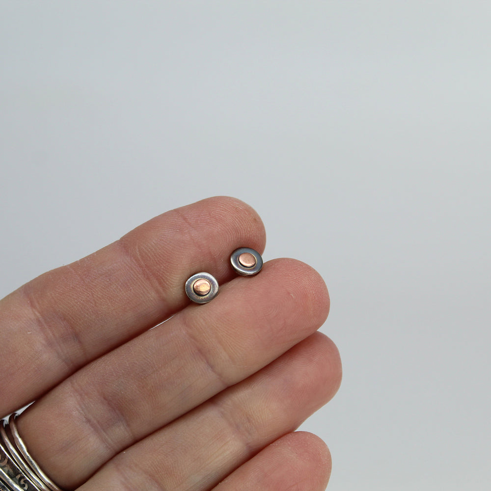 
                      
                        Sterling Silver and Copper Stud Earrings, Mixed Metal Earrings
                      
                    