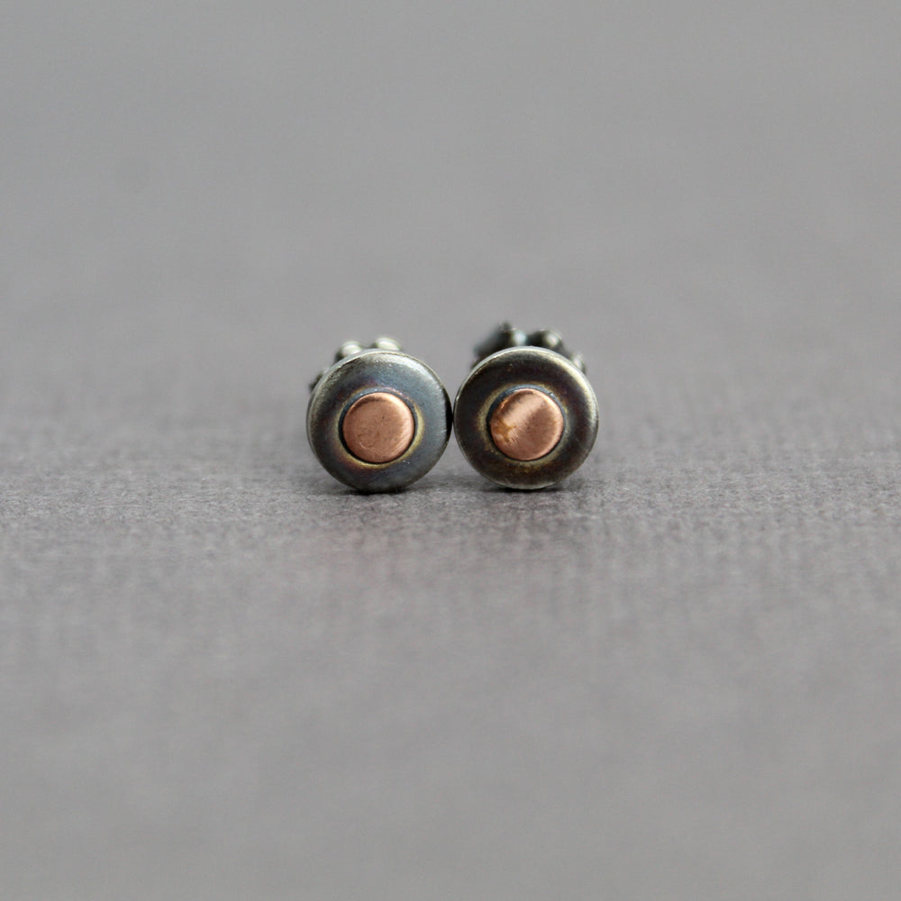 
                      
                        Sterling Silver and Copper Stud Earrings, Mixed Metal Earrings
                      
                    