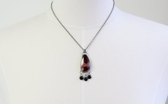 Friedelite Necklace with Black Onyx Dangles