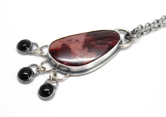 Friedelite Necklace with Black Onyx Dangles