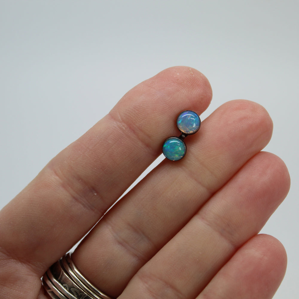 
                      
                        6mm Genuine Ethiopian Opal Stud Earrings in Oxidized Sterling Silver
                      
                    