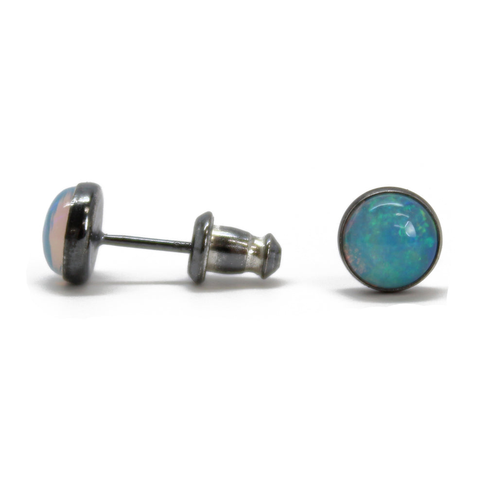 
                      
                        6mm Genuine Ethiopian Opal Stud Earrings in Oxidized Sterling Silver
                      
                    