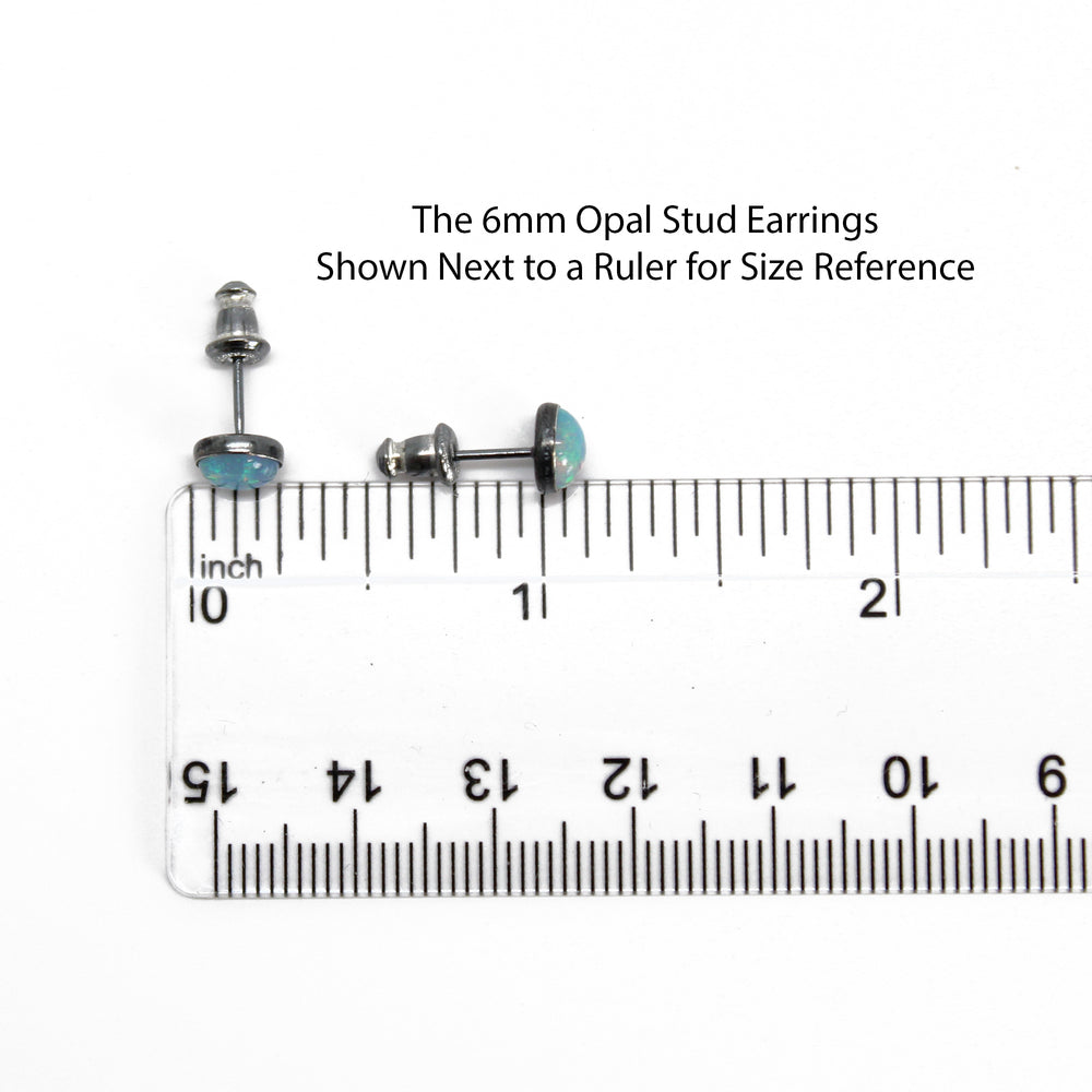 
                      
                        6mm Genuine Ethiopian Opal Stud Earrings in Oxidized Sterling Silver
                      
                    
