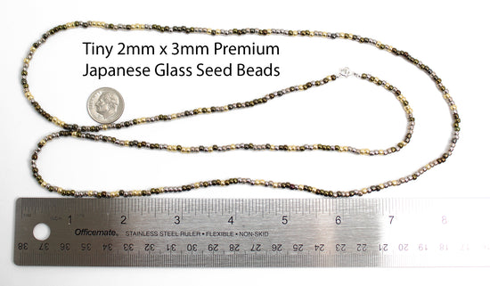 Gold Silver Bronze Multi Color Seed Bead Necklace