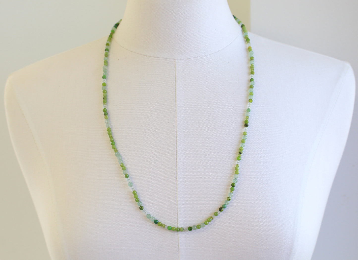 Dainty Jade Aventurine Chrysoprase Gemstone Necklace