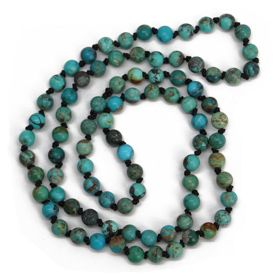 Hand Knotted Hubei Turquoise Bead Necklace, 23 Inch Endless Strand