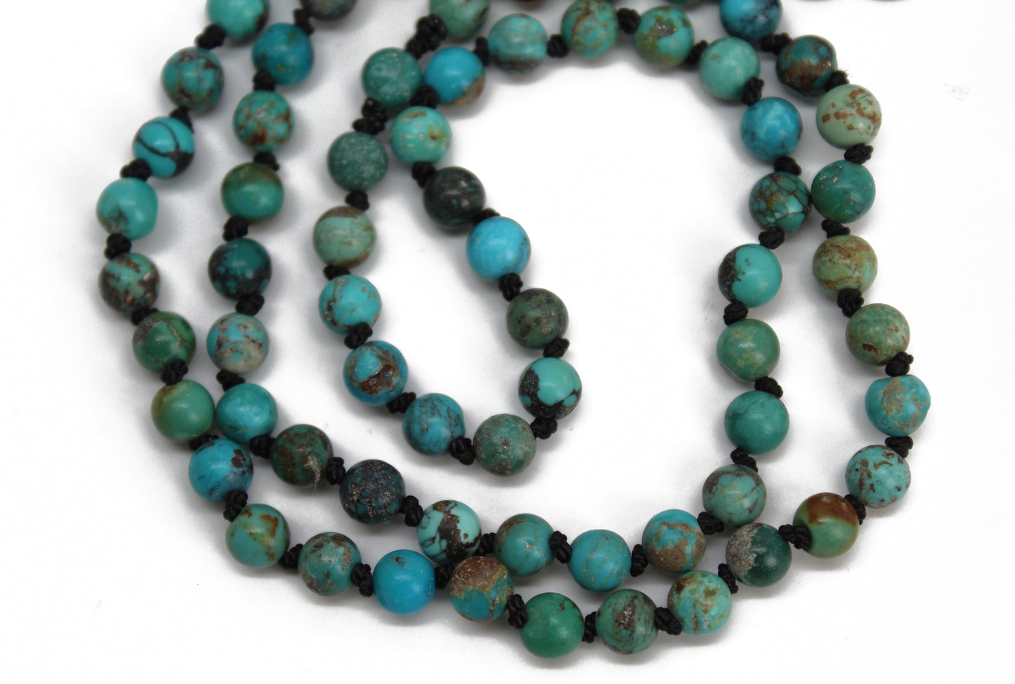 Load image into Gallery viewer, Hand Knotted Hubei Turquoise Bead Necklace, 23 Inch Endless Strand
