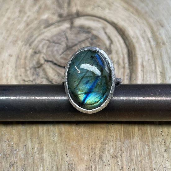 RARE LABRADORITE RING - One size - Sterling silver ring - Crystal ring -  Semi precious - Labradorite jewellery - Statement - Valentines