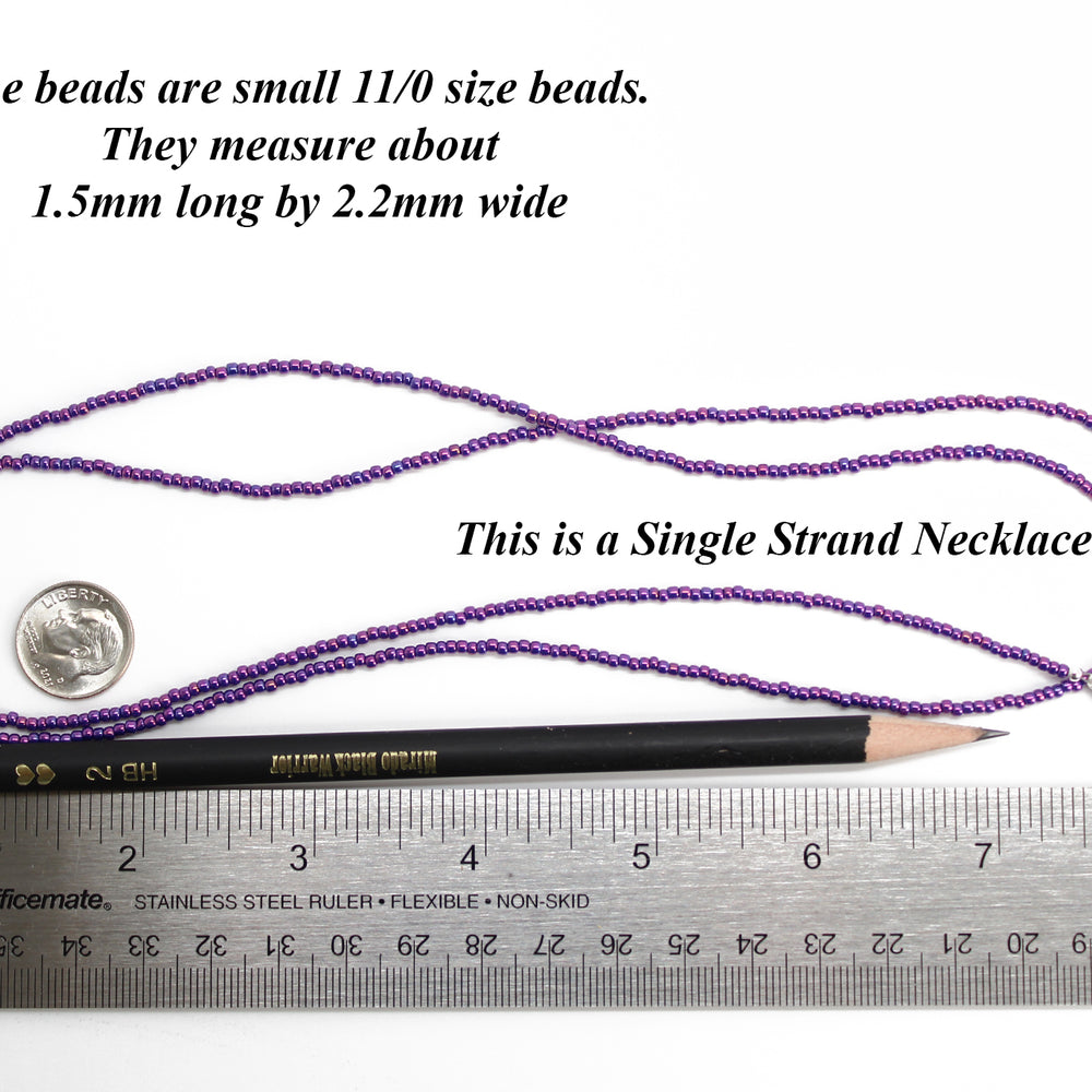 
                      
                        Metallic Grape Purple Seed Bead Necklace, Thin 1.5mm Single Strand
                      
                    