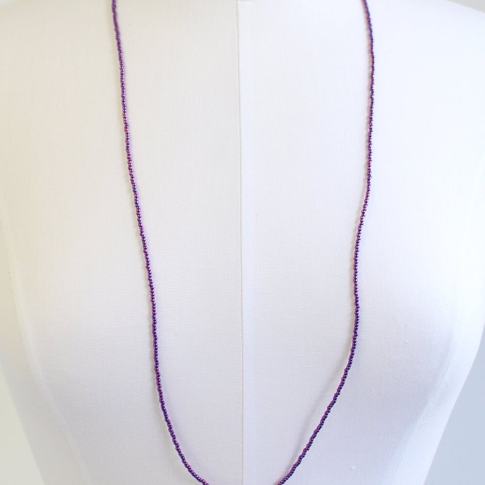 
                      
                        Metallic Grape Purple Seed Bead Necklace, Thin 1.5mm Single Strand
                      
                    