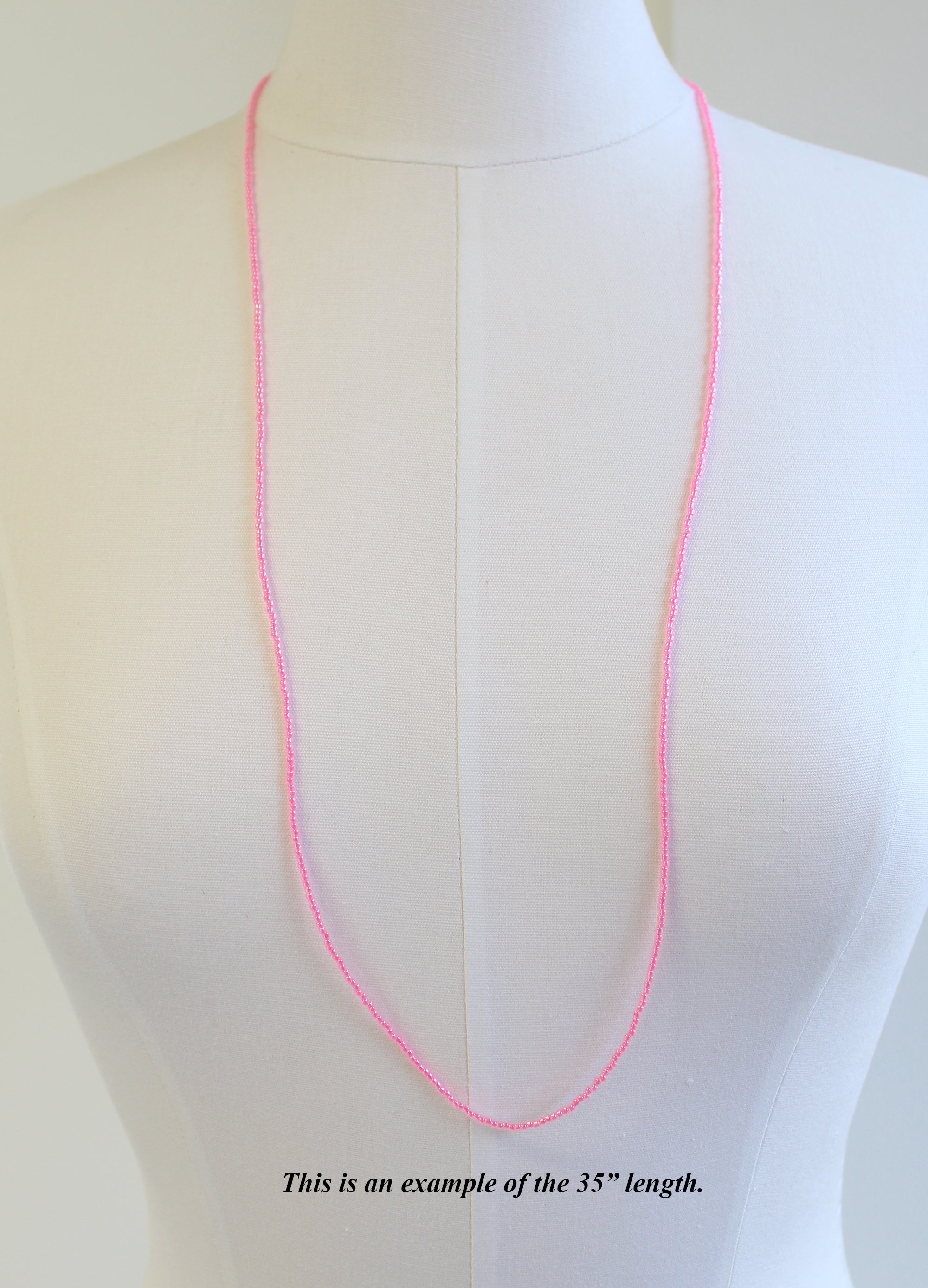 Hot Pink Seed Bead Necklace, Thin 1.5mm Single Strand Beaded