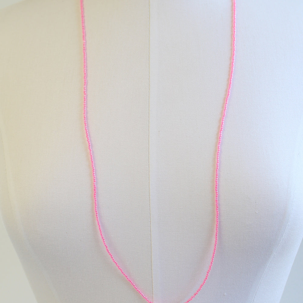 
                      
                        Hot Pink Seed Bead Necklace, Thin 1.5mm Single Strand Beaded Necklace
                      
                    