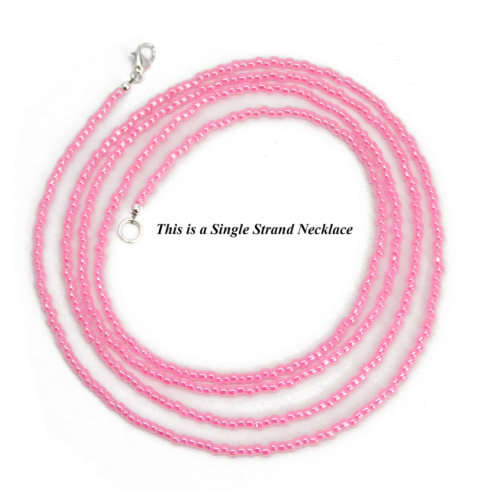 
                      
                        Hot Pink Seed Bead Necklace, Thin 1.5mm Single Strand Beaded Necklace
                      
                    