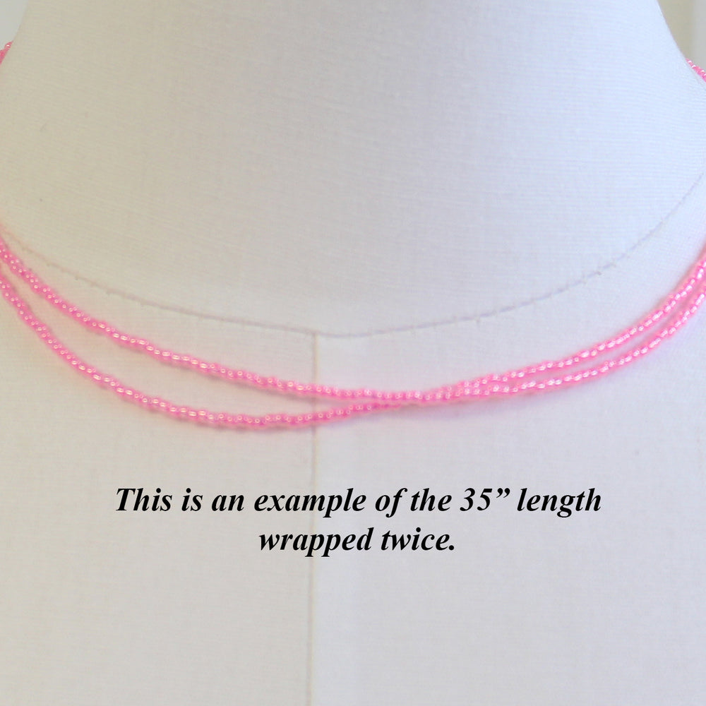 
                      
                        Hot Pink Seed Bead Necklace, Thin 1.5mm Single Strand Beaded Necklace
                      
                    