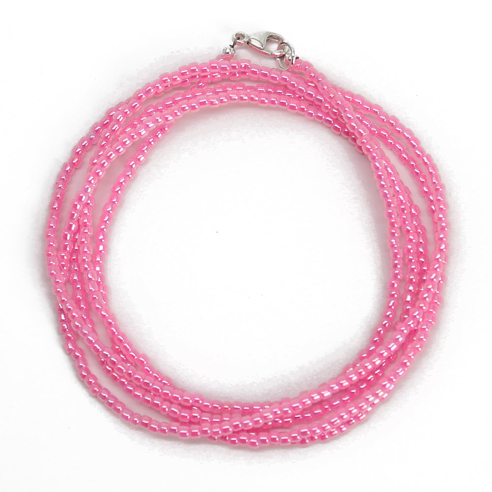 
                      
                        Hot Pink Seed Bead Necklace, Thin 1.5mm Single Strand Beaded Necklace
                      
                    