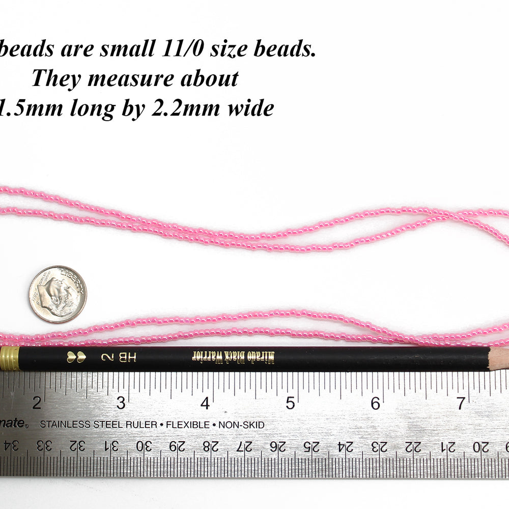 
                      
                        Hot Pink Seed Bead Necklace, Thin 1.5mm Single Strand Beaded Necklace
                      
                    