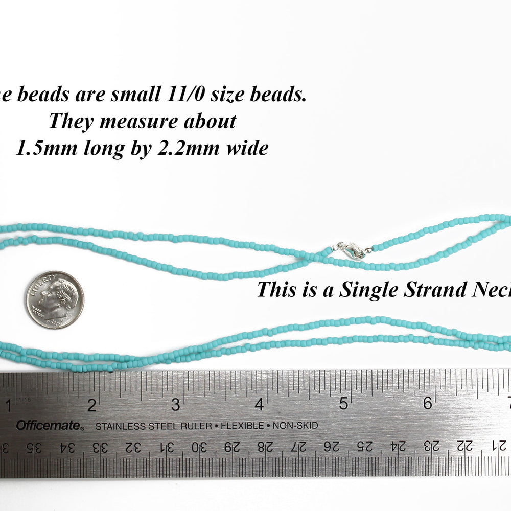 
                      
                        Turquoise Seed Bead Necklace Matte Finish, Thin 1.5mm Single Strand
                      
                    