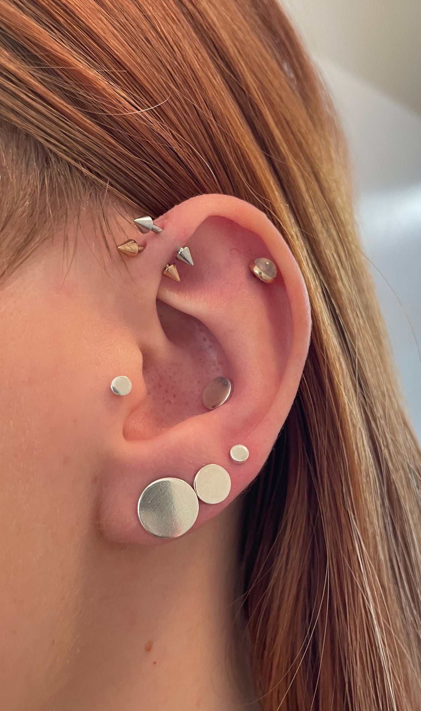 Collection of 3 Sterling Silver Dot Studs on Sarah