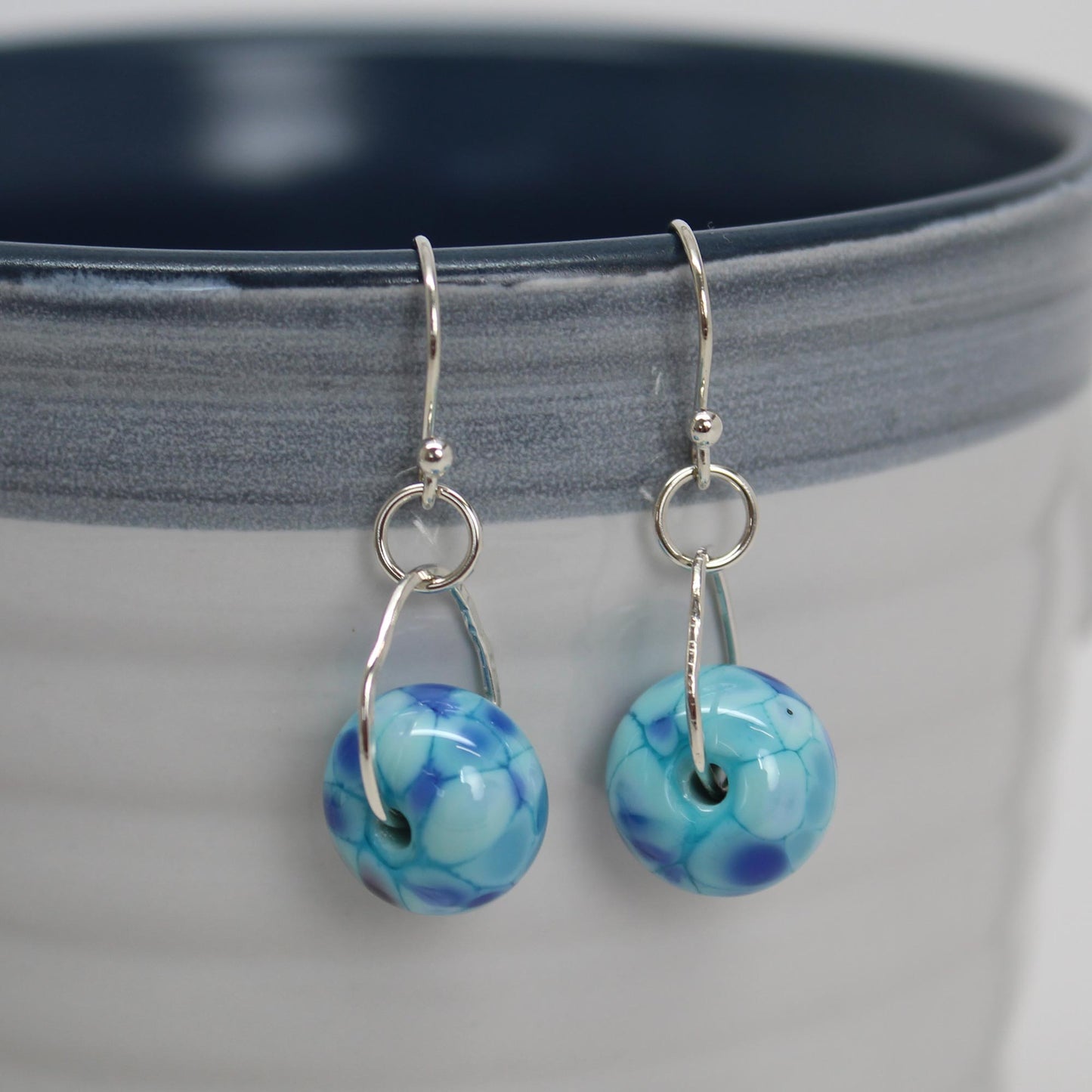 Little Blue Lampwork Glass Bead Earrings in Sterling Silver – Kathy Bankston