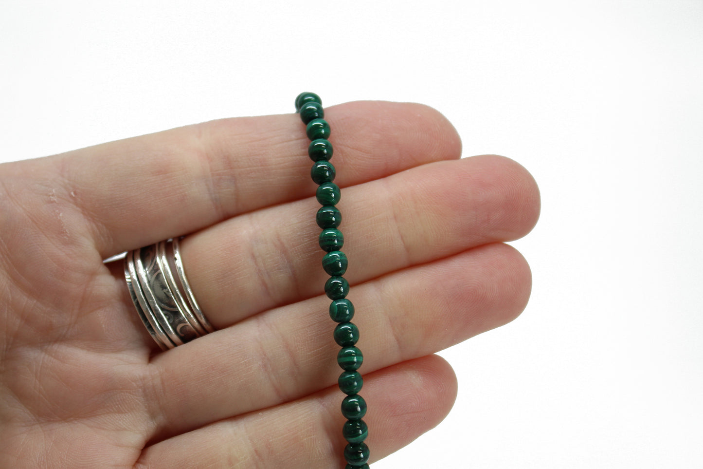 Load image into Gallery viewer, Malachite Bracelet with Clap, Small 4mm Green Gemstone Bracelet
