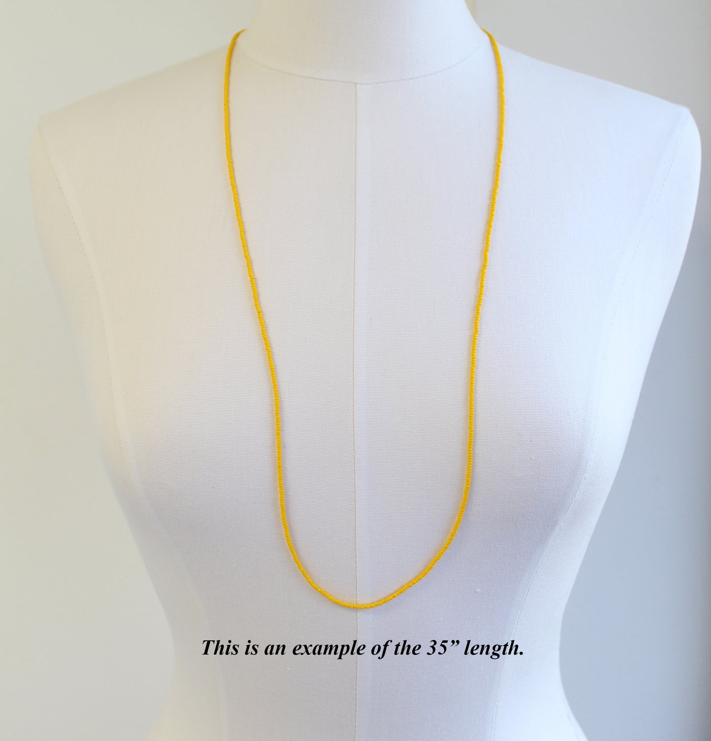 Canary Yellow Seed Bead Necklace, Thin 1.5mm Single Strand Beaded Necklace