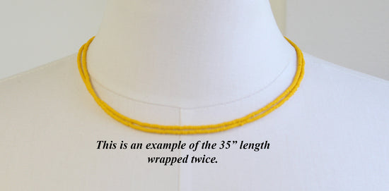 Canary Yellow Seed Bead Necklace, Thin 1.5mm Single Strand Beaded Necklace