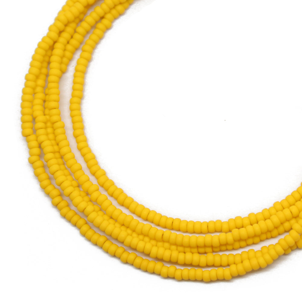 Canary Yellow Seed Bead Necklace, Thin 1.5mm Single Strand Beaded Necklace