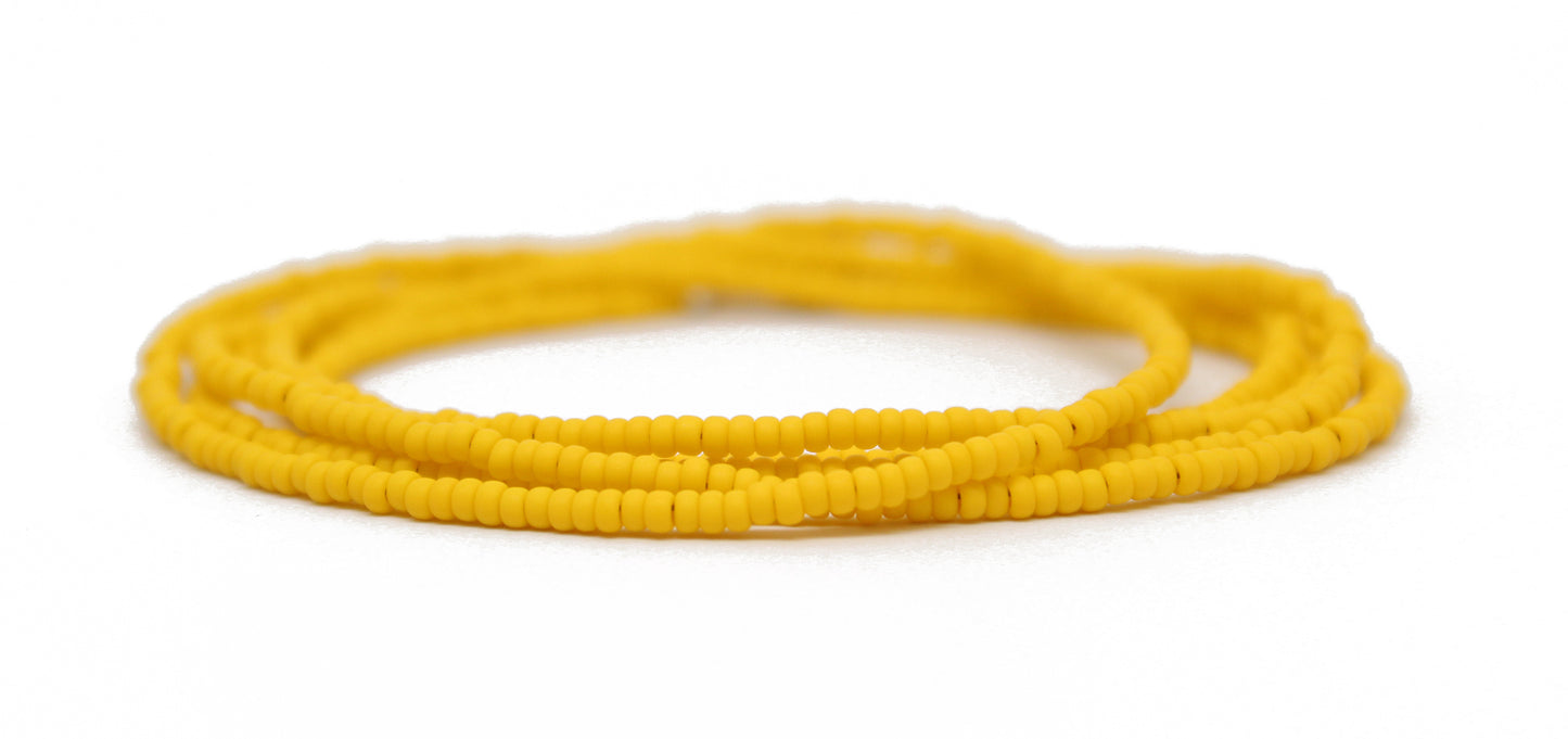Load image into Gallery viewer, Canary Yellow Seed Bead Necklace, Thin 1.5mm Single Strand Beaded Necklace
