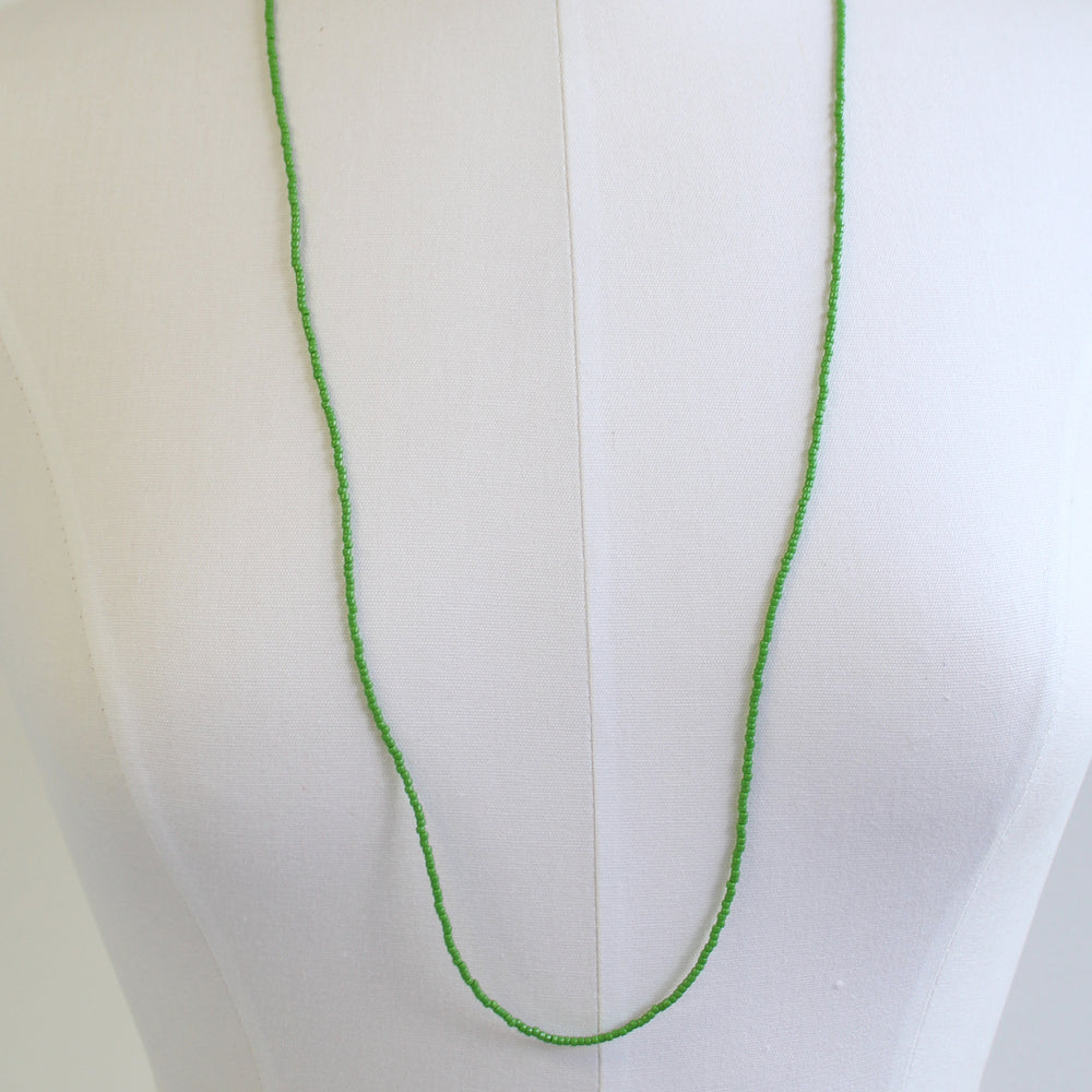 
                      
                        Mint Green Seed Bead Necklace, Thin 1.5mm Single Strand
                      
                    