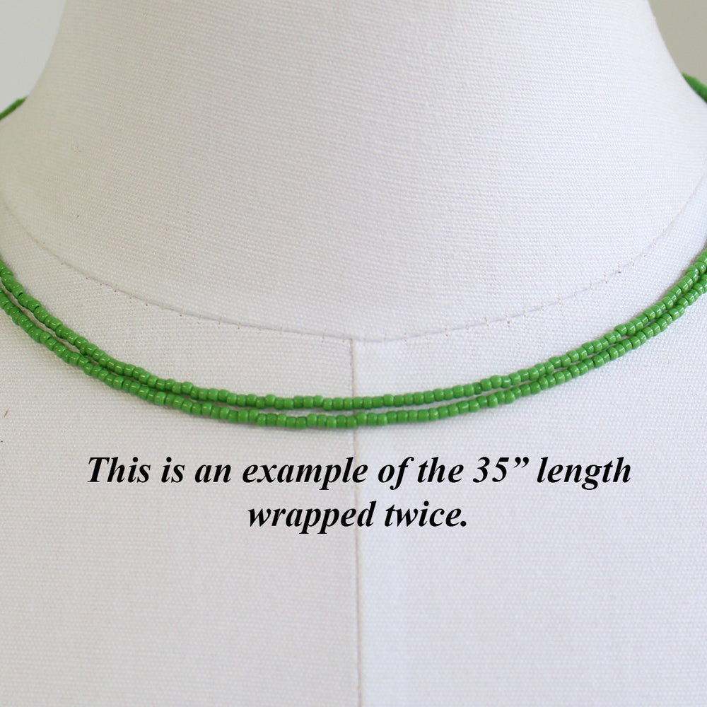 
                      
                        Mint Green Seed Bead Necklace, Thin 1.5mm Single Strand
                      
                    