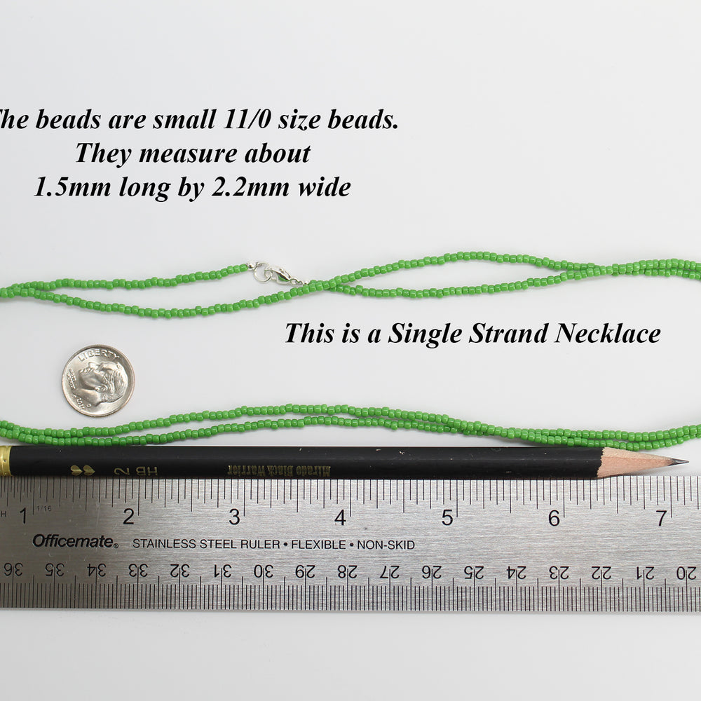 
                      
                        Mint Green Seed Bead Necklace, Thin 1.5mm Single Strand
                      
                    