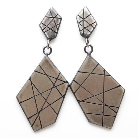 Modern Geometric Sterling Silver Dangle Earrings