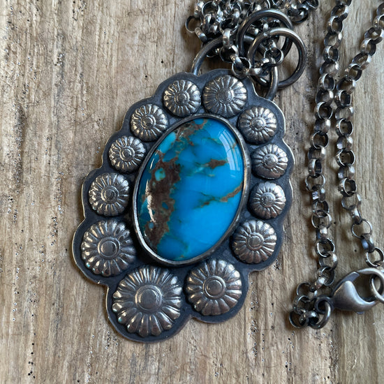 Morenci Turquoise Pendant in Sterling Silver