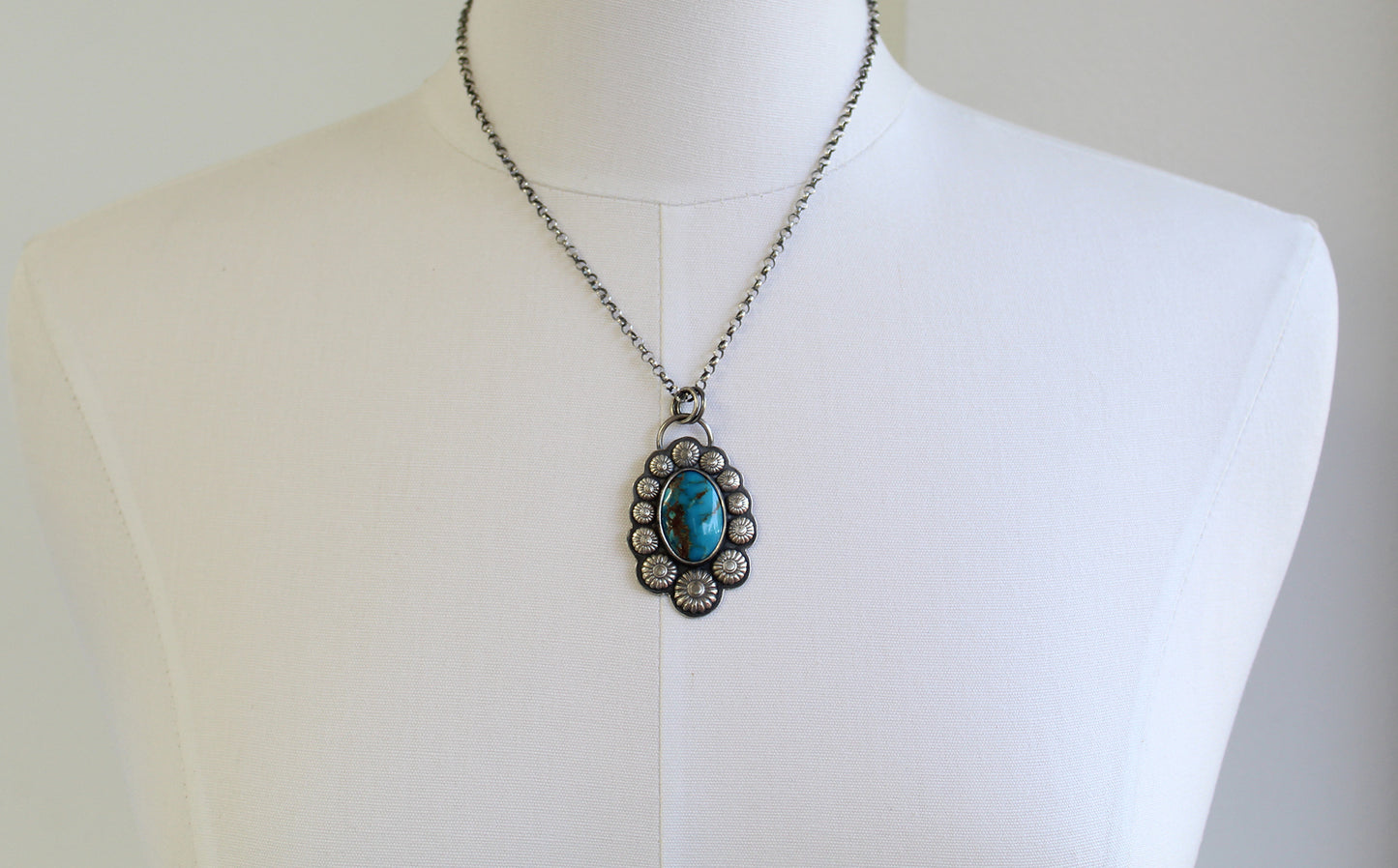 Morenci Turquoise Pendant in Sterling Silver