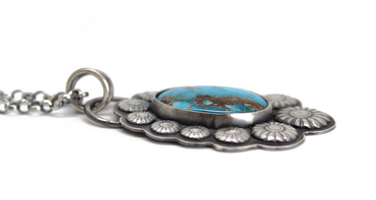 Load image into Gallery viewer, Morenci Turquoise Pendant in Sterling Silver
